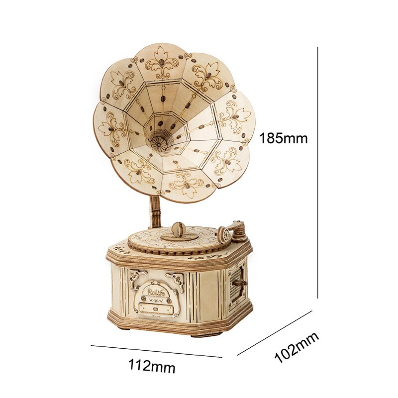 Children Kids 3D Puzzle Toy Model DIY Intellectual Educational Learning for Home NIN668: phonograph