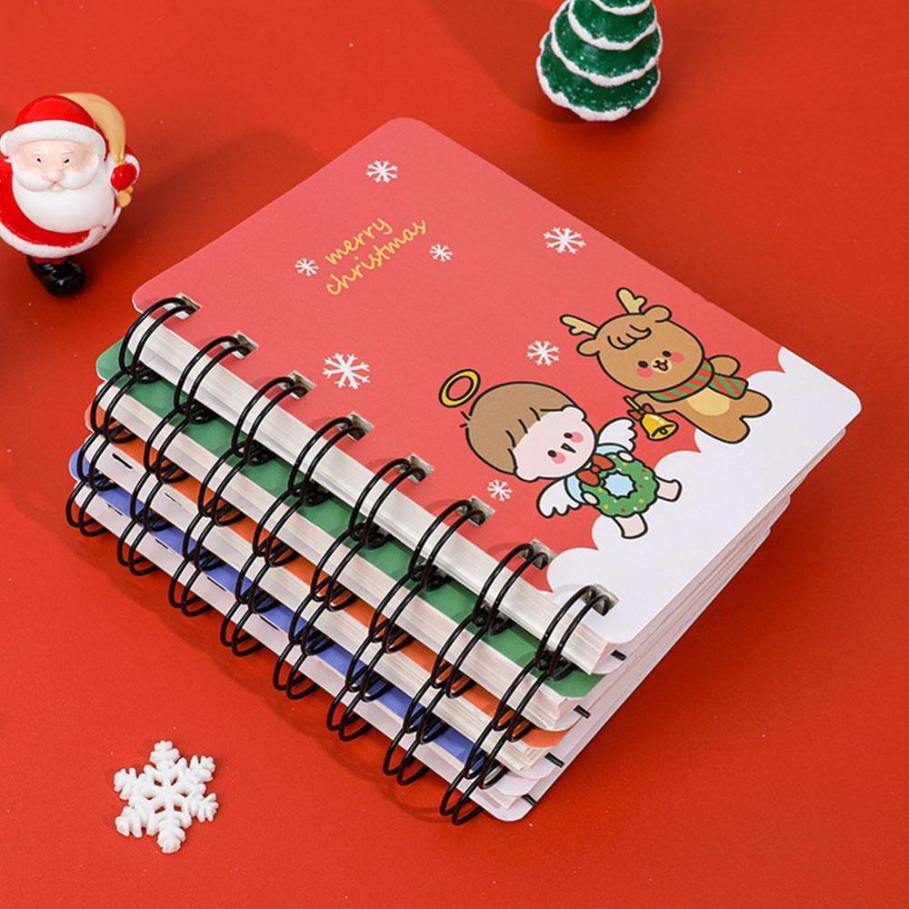 A7 Kawaii Christmas Notebook Coil Book Christmas Tree Claus Supplies School Stationery Santa Student Notebook Planner A2P3