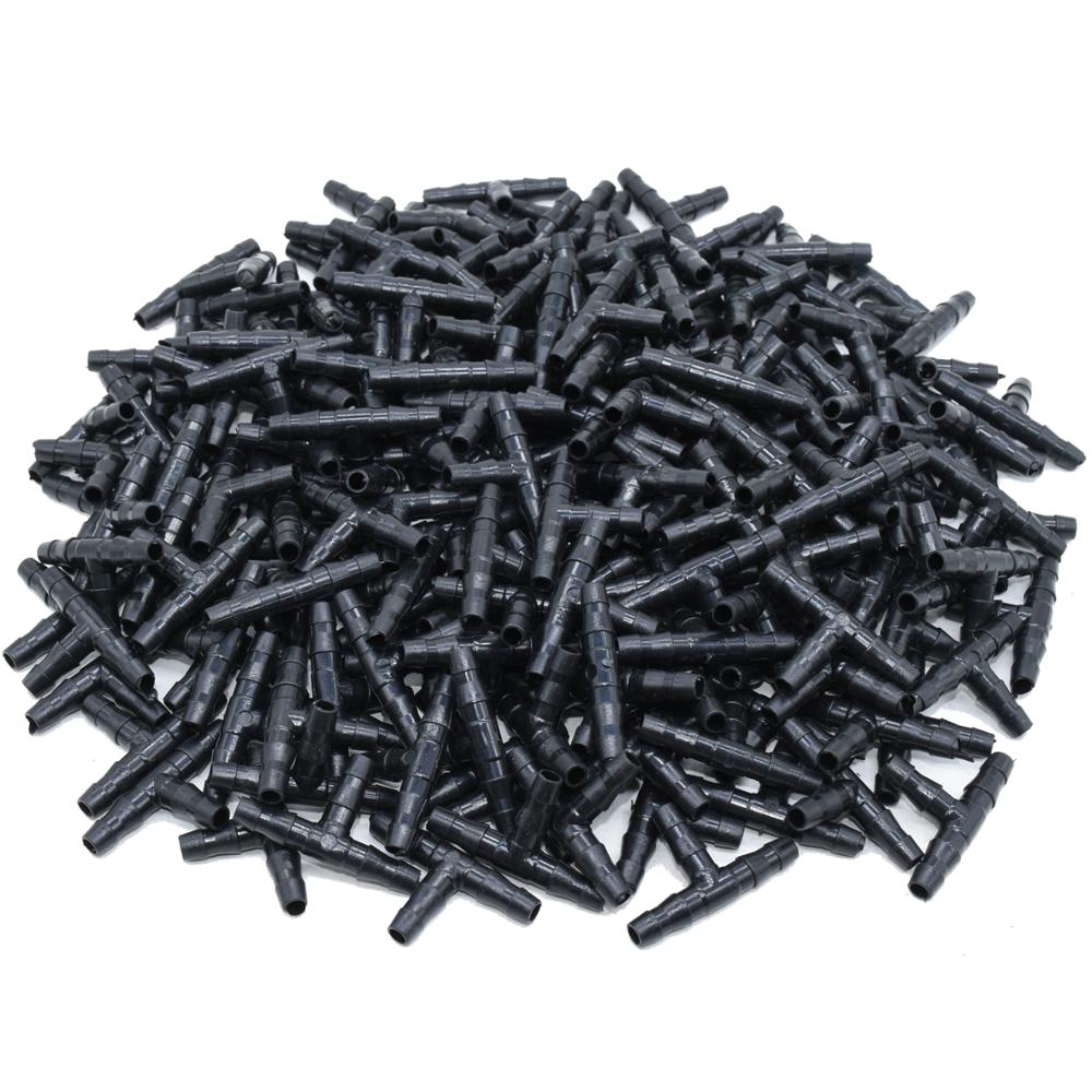 Sprycle 100-500 Stuks 1/4 Inch Connector Gezamenlijke Tee Irrigatie Druppelaar Watering Planten Outdoor Tuingereedschap Voor 4Mm/7Mm Pijp Slang