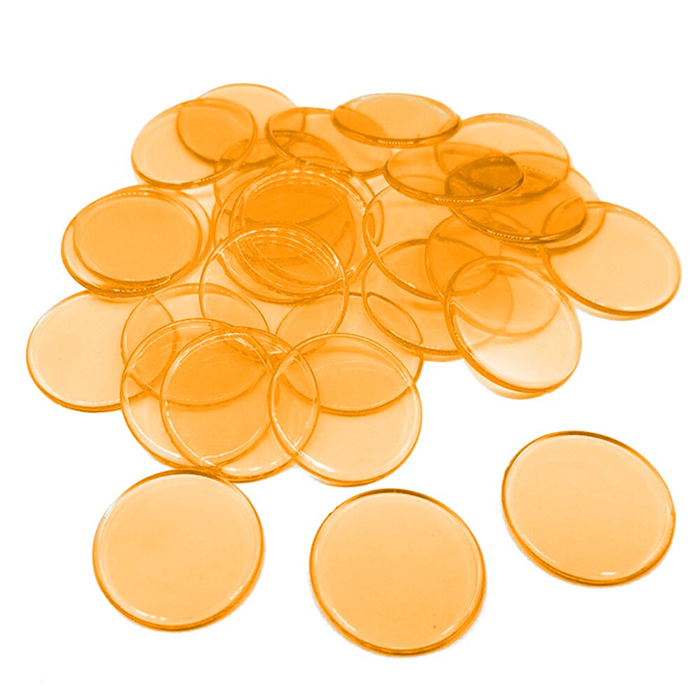 100 stk bingo chips gennemsigtig farve tælle matematik spil tællere markører poker chips undervisning tilbehør familie klub spil legetøj: Orange