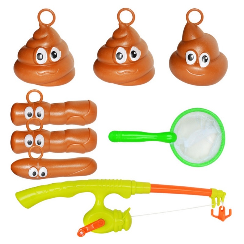 Bain piscine sourire caca caca tige Fishin jouet pour flotteurs bain toilette blague jeu d'anniversaire enfants pêche jeu jouets