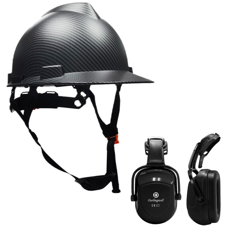 Sicherheit Helm mit Ohrenschützer Sicherheit Schutz Harte Hütte Bau Arbeit Kappe für Reiten Industrielle Sicherheit Helm: Nein Loch Helm einstellen B
