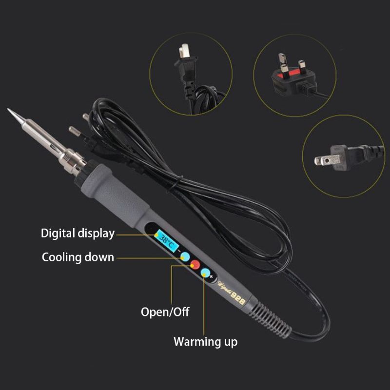 60W AC 220 Digital Display Wood Burning Soldering Irons Crafts Tools Pyrography Pen Machine Kit Set EU Plug 19QB