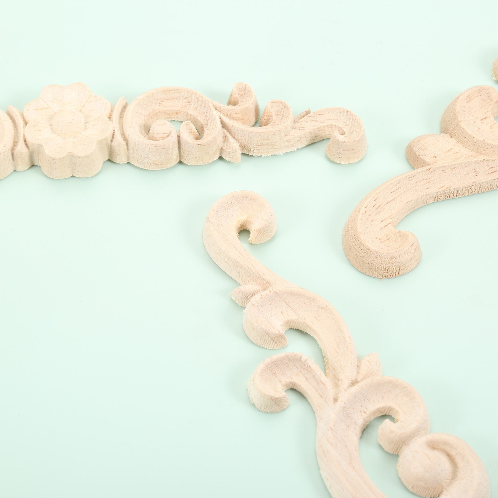 1 pc classical carved crafts Natural wooden decals Decorative items Unpainted wooden mouldings Home For furniture cabinets