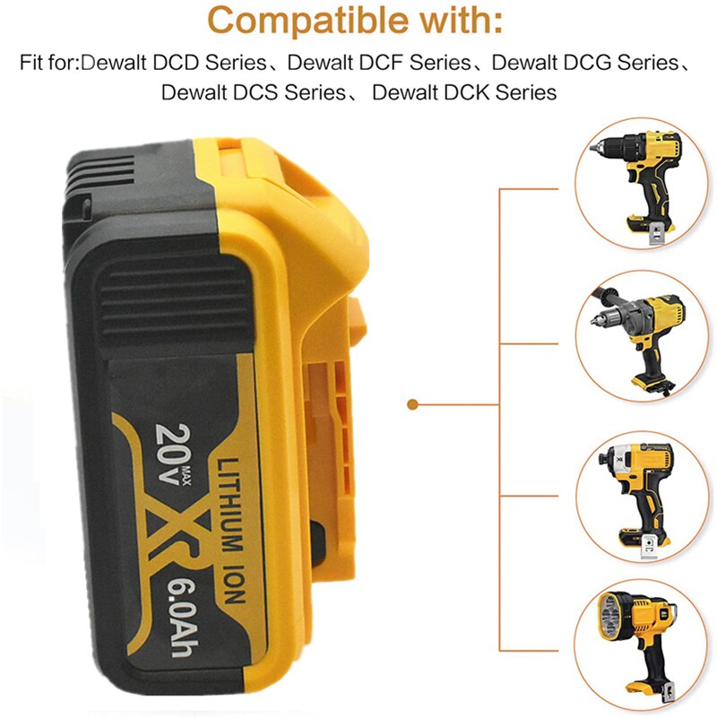 Batterie de remplacement 20 V, 6.0Ah MAX XR, pour outil électrique DeWalt, DCB184, DCB181, DCB182, DCB200, 20 V, 6A, 18v