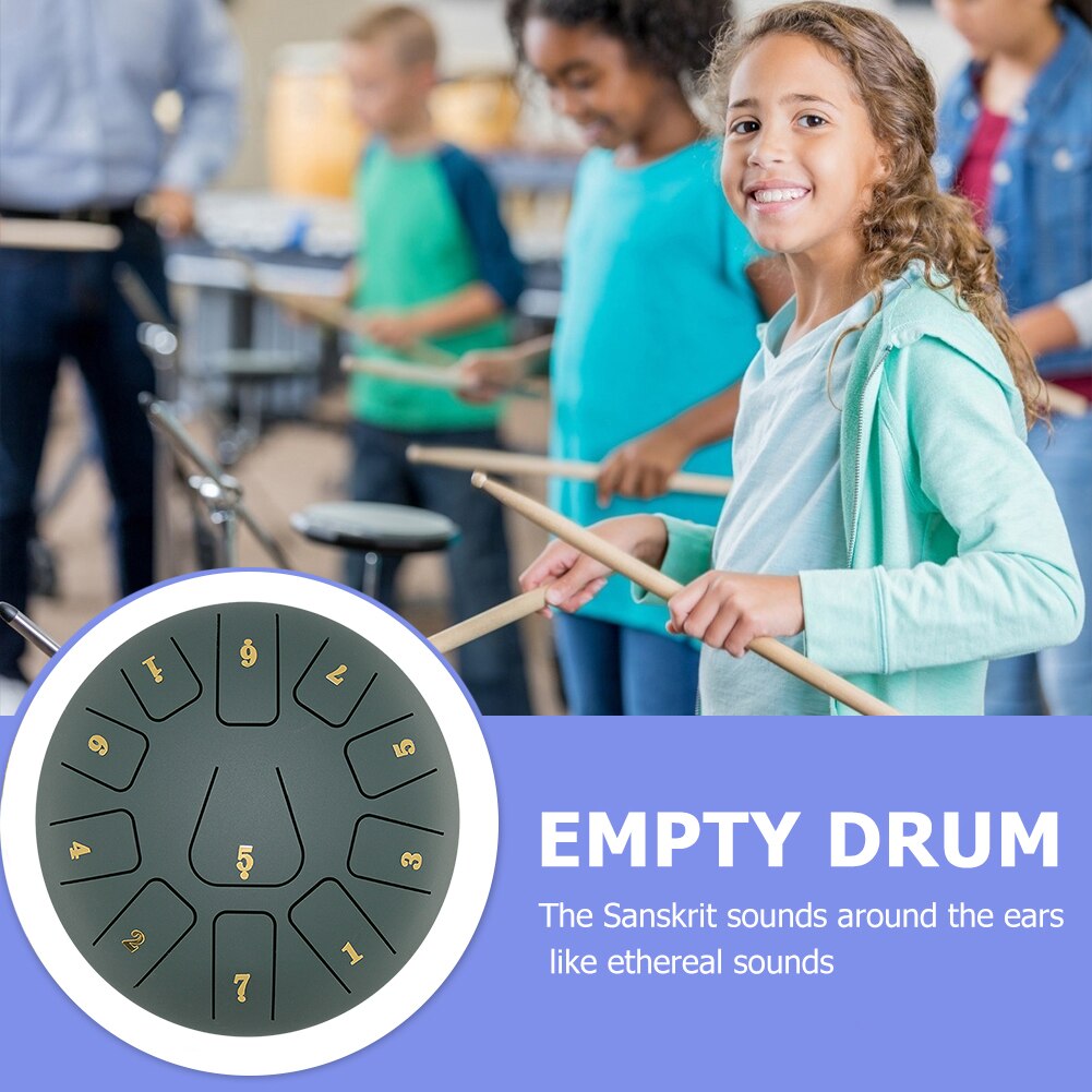 8 inch Tongue Drum Ethereal Rhythm 11 Tune Notes Hand Pan Drum with Drumsticks Sticker Storage Bag for Children Beginner Percuss