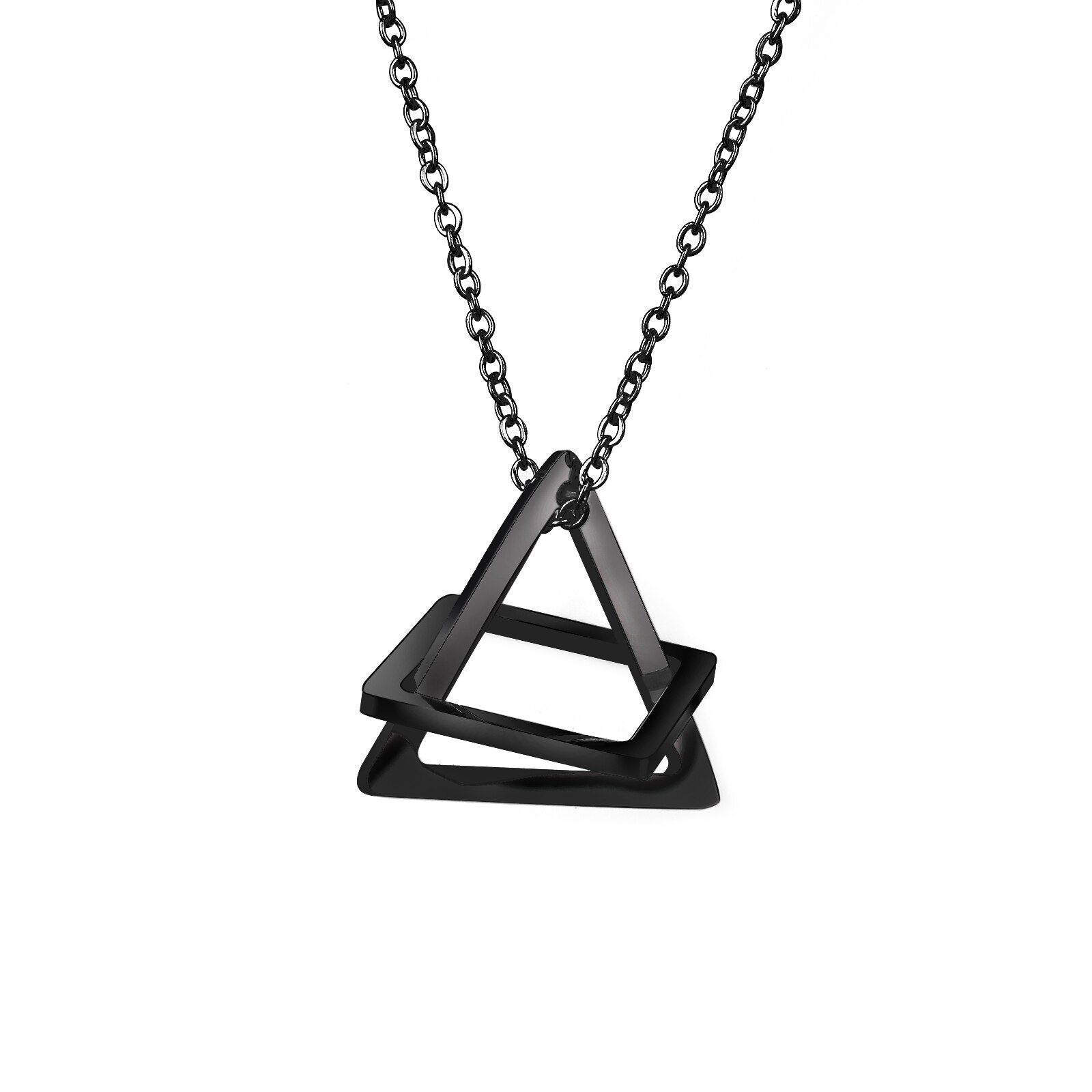 Geometric Men Pendant Necklace Classic 316L Stainless Steel Chain Necklace For Man Male Punk Jewelry Party: Black 3