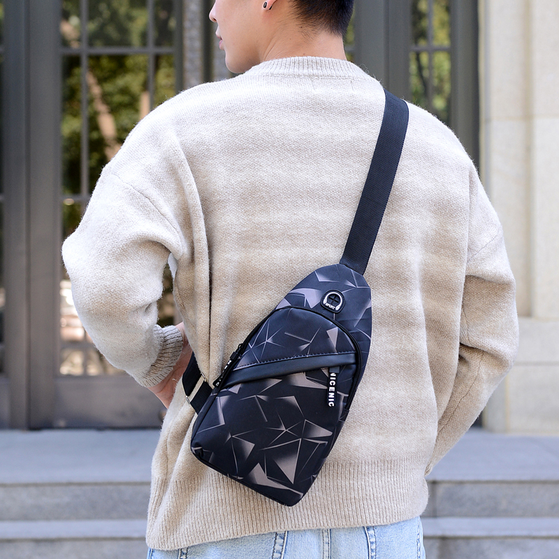 Sacs de poitrine pour hommes imprimé géométrique tissu Oxford sac à bandoulière décontracté sport voyage sacs à bandoulière de poitrine en plein air