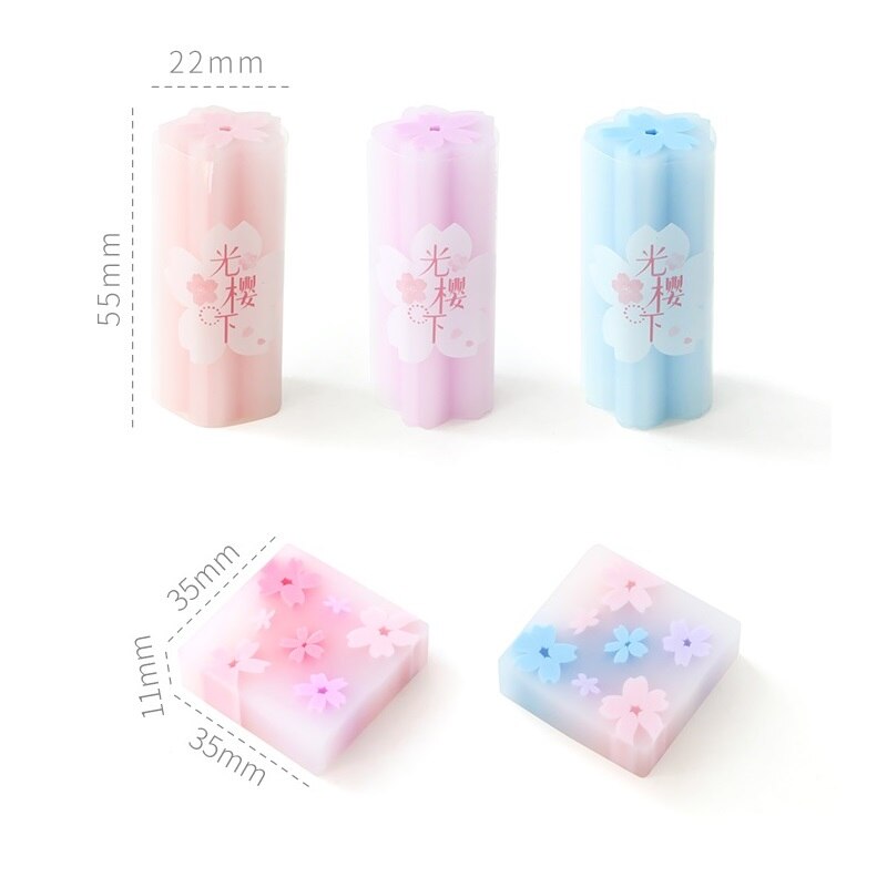 1pcs Cherry Rubber Eraser Mini Pink Sakura Flower Erasers for Pencil Cleaning Stationery Office School Supplies Girl F152