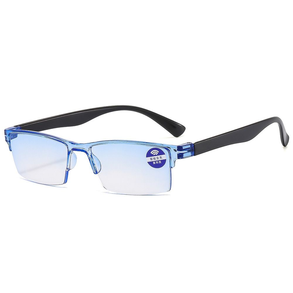 Gafas de lectura con Zoom automático para hombre y mujer, lentes de lectura inteligentes con Anti rayos azules, autoenfoque, potencia, Media llanta, para ordenador: Rojo