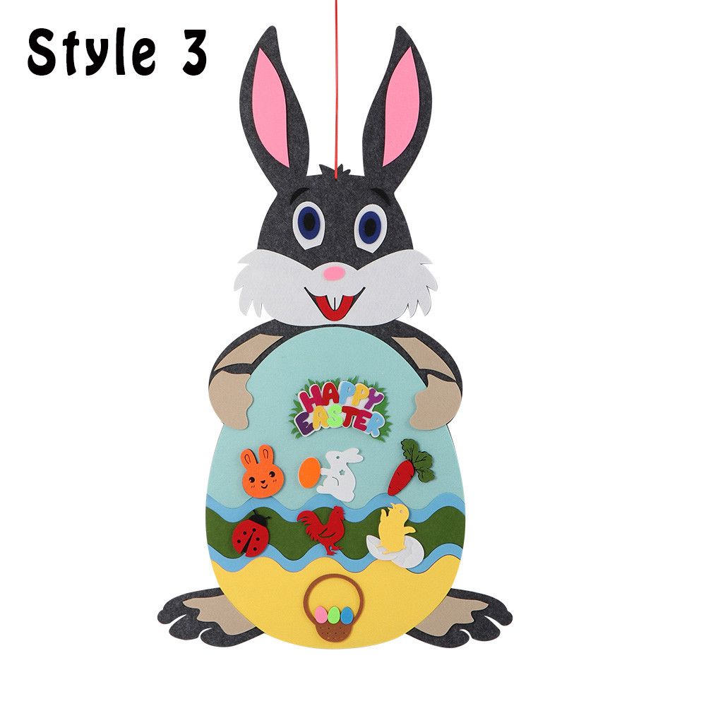 DIY Craft Felt Bunny Chick Home Decoration Happy Easter Wall Hanging Easter Ornament Easter Rabbit: Style 3