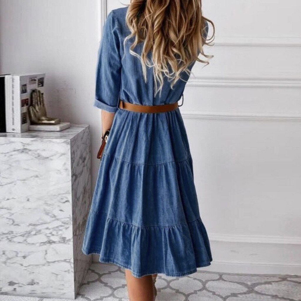 Vestidos vaqueros de talla grande para mujer, ropa holgada de manga corta para mujer, de vaquero, vestido de tenis