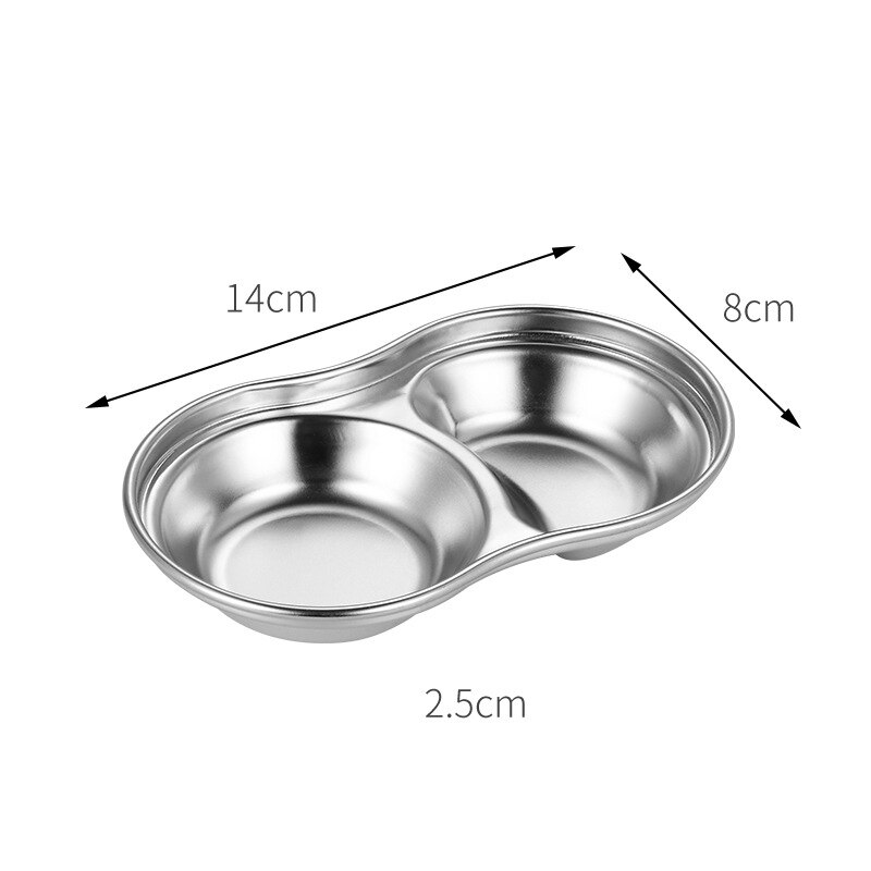 Japanese And Korean Stainless Steel Double Layer Multiple Sizes Plate Flavor Dish Dip: 14x8x2.5cm