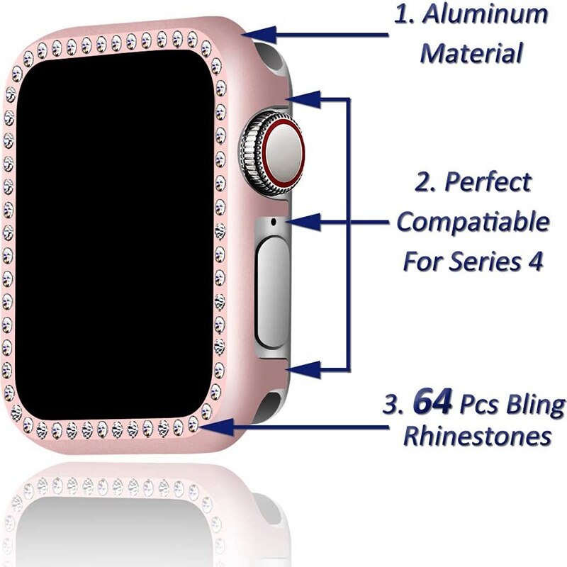Voor Apple Horloge Gezicht Case Met Bling Crystal Diamonds Plaat Iwatch Case Cover Beschermende Frame