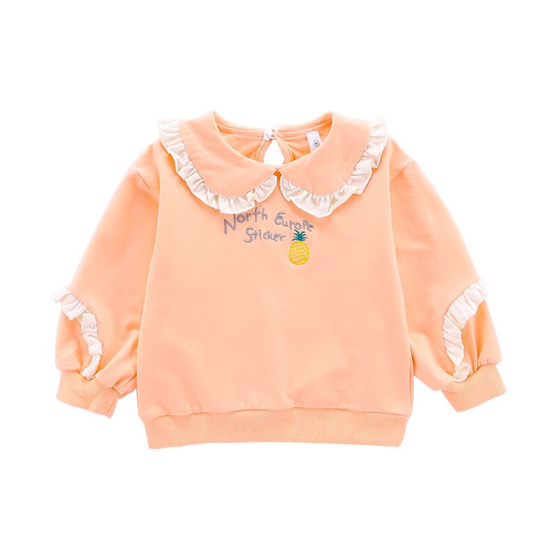 Baby Meisjes Zoete Kant Trui Herfst Mode Kinderen Cartoon Schat Prinses Lange Mouwen T-shirt Kids