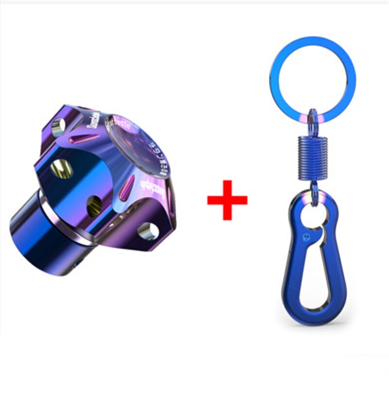 Key Cover Universal Motorcycle Modified Crective CNC Keychain Decorative Modification Parts Titanium Alloy Key Head Covers: B and blue chain