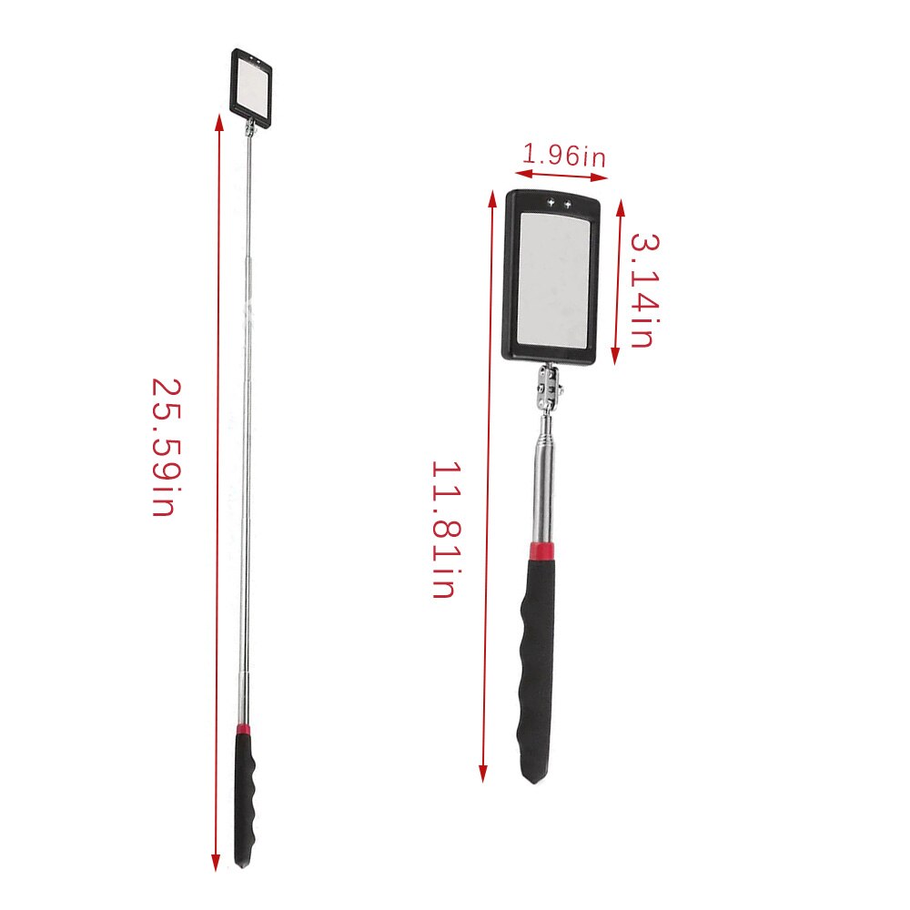 LED Lighted Vehicle Inspection Mirror Flexible Adjustable Telescoping Mirrors 360 Degree Swivel Extend Car Hand Tools