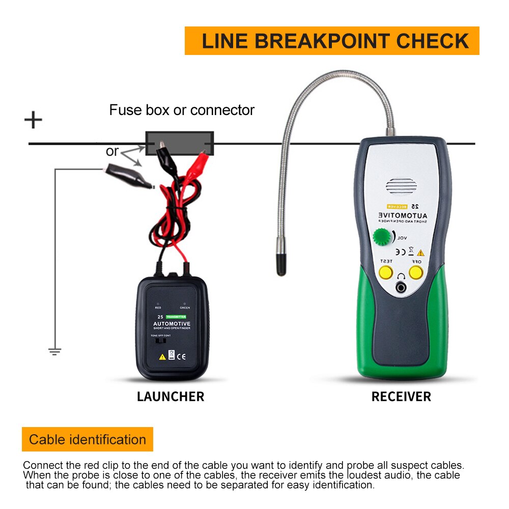 Holdpeak hp -25 bilkabel wire tracker tester, til airbag, bil linjer og maskin linjer installation og vedligeholdelse