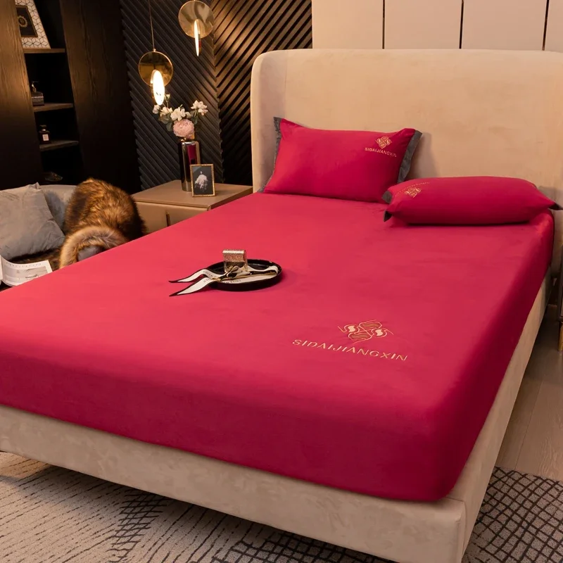 Sábana bajera de franela, Sábana doble de terciopelo, Funda de colchón gruesa, tamaño Queen/King 120/150/180 (funda de almohada vendida por separado)