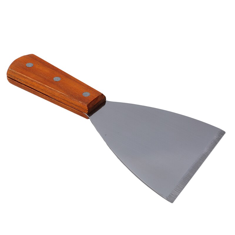 Rustfrit stål pandekage turner spatel træhåndtag bøf pizza skål skovl madlavning værktøj køkken tilbehør: Default Title