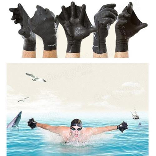 Silikone svømmehandsker svømning dykkerhandsker svømmehals træning padle surfing finger håndflipper svømning handsker halv håndflade handsker