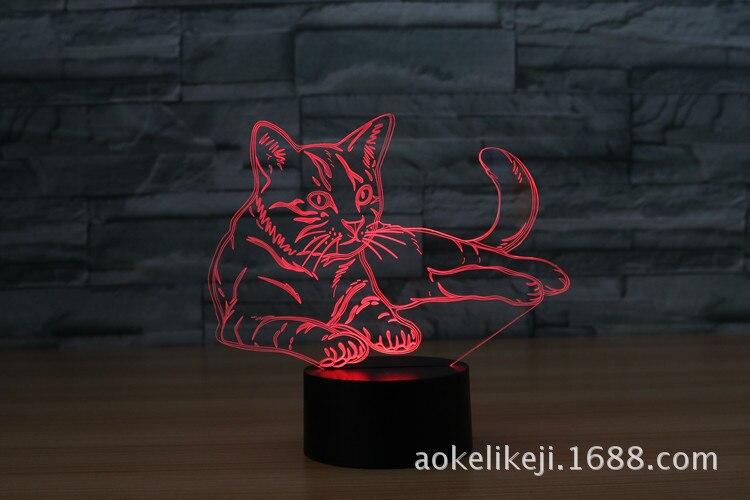 Cat Series Colorful Animal Model Cat 3D Light LED Small Night Light Table Lamp Visual Light 8188