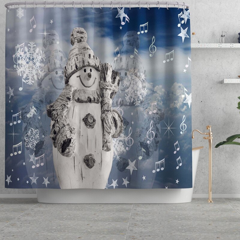 Kerst Badmat En Douchegordijn Set Gedrukt Badkamer Mat Set Anti Slip Badkamer Voet Mat Absorberende Badkamer Tapijt: Shower Curtain-107