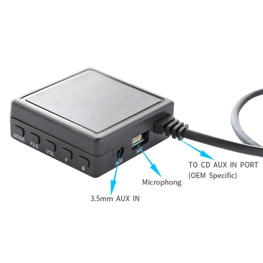 Del bluetooth musikadapter tilbehør 12 -pins bilkabel med mikrofon til ford 6000cd radio