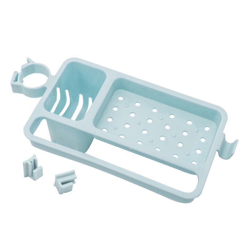 Kitchen Sink Hanging Storage Drain Rack Sink Sponge Rag Drying Rack Bathroom Kitchen Faucet Clip Washcloth Sponge Storage Holder: blue