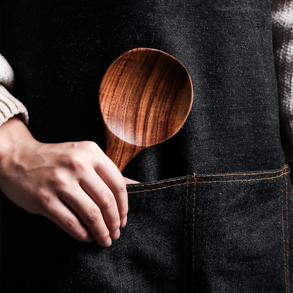 Short Handle Exquisite Practical Kitchen Wooden Rice Spoon Sturdy Rice Scoop Eco-friendly for Cooking
