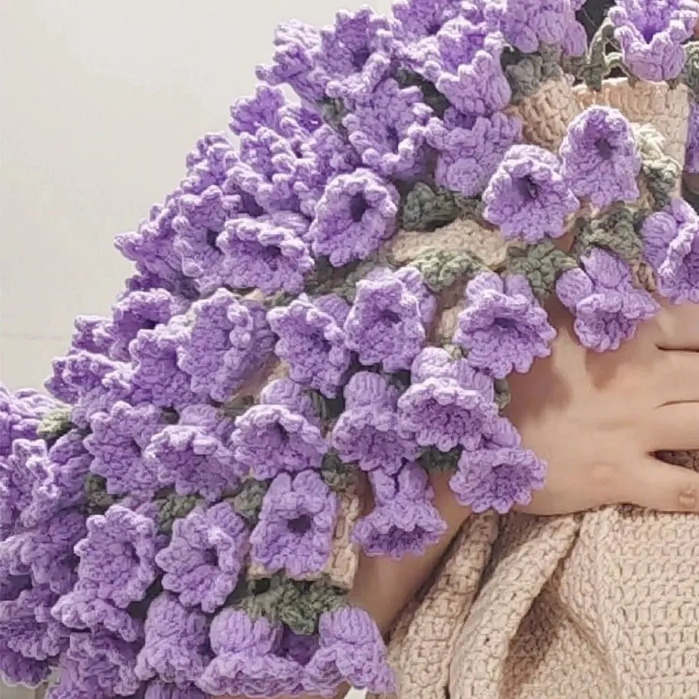 Färdig rosfiltströja handstickad rosbukett virkad filt liljekonvalj gör-det-själv-materialkit plädar: 120 x 200cm / Gul