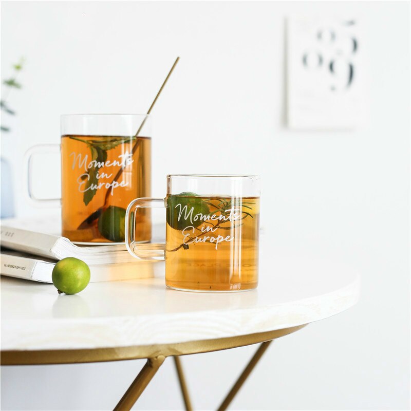 Transparent vitt brev kaffe tejuice chic muggar drycker efterrätt frukost mjölk morgonkopp köksutrustning glasmuggar