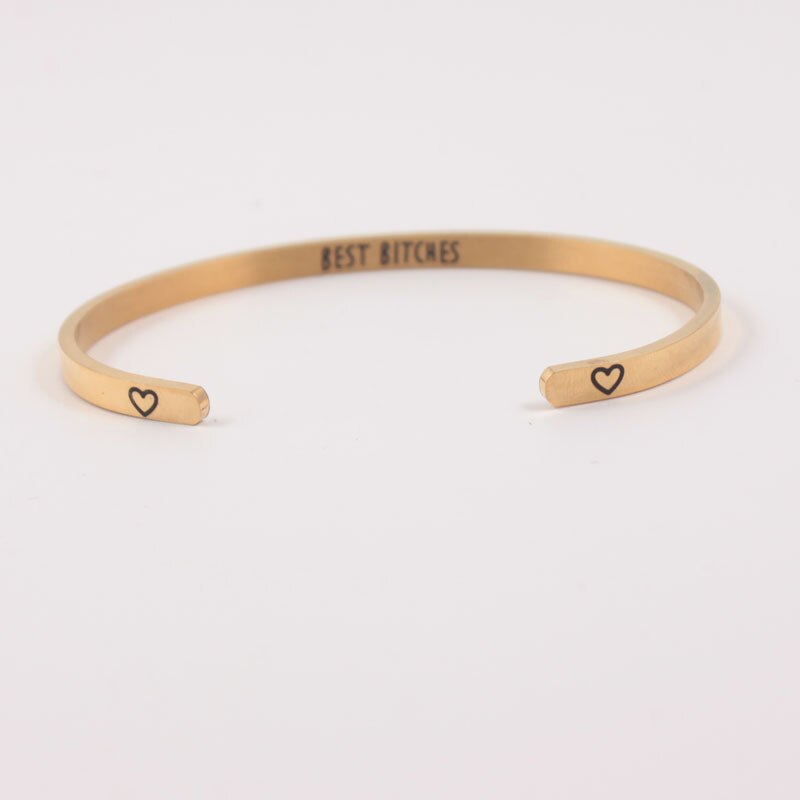 Cor de ouro inspirador mantra pulseiras pulseiras motivacional amigo incentivo jóias mantra pulseira para presente masculino: best bitches