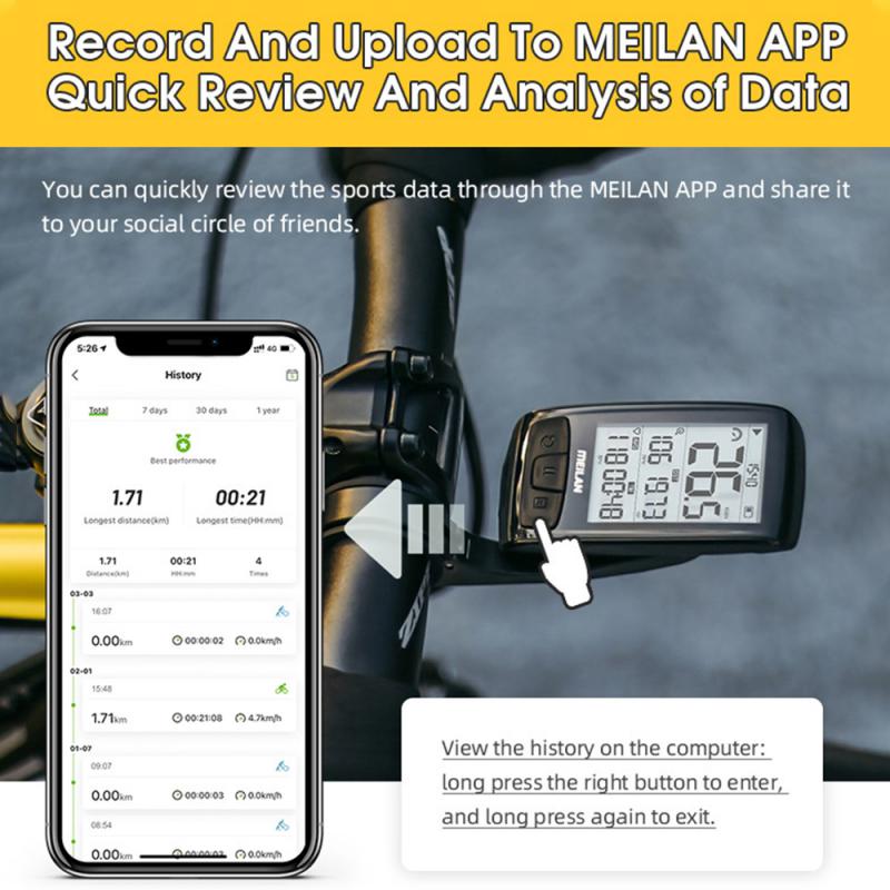 Meilan M4 Draadloze Fiets Snelheidsmeter Hartslagmeter Cadans Snelheidssensor 2.5 Inch Ant + App Waterdicht Fiets Computer