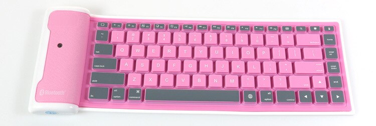 Wireless Bluetooth Keyboard Foldable Roll Up Silent 87key Keypads Soft Silicone Flexible Teclado For PC Huawei Iphone Tablet: Pink