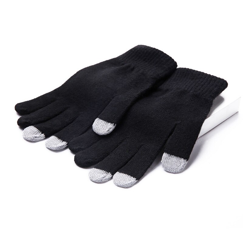 Magic Touch Screen Sensory Gloves Man Women Winter Warm Knitted Gloves Girl Female Stretch Knit Gloves For Texting Driving: black