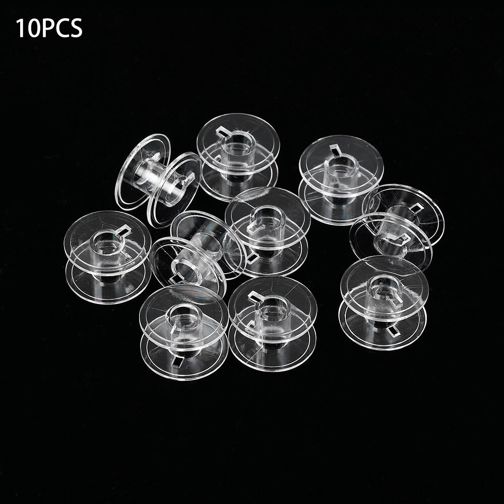 Bobinas vacías de plástico transparente para máquina de coser, bobina de hilo para Brother Janome Singer, carrete de lino, 1/10 unids/set por juego: 10PCS Plastic