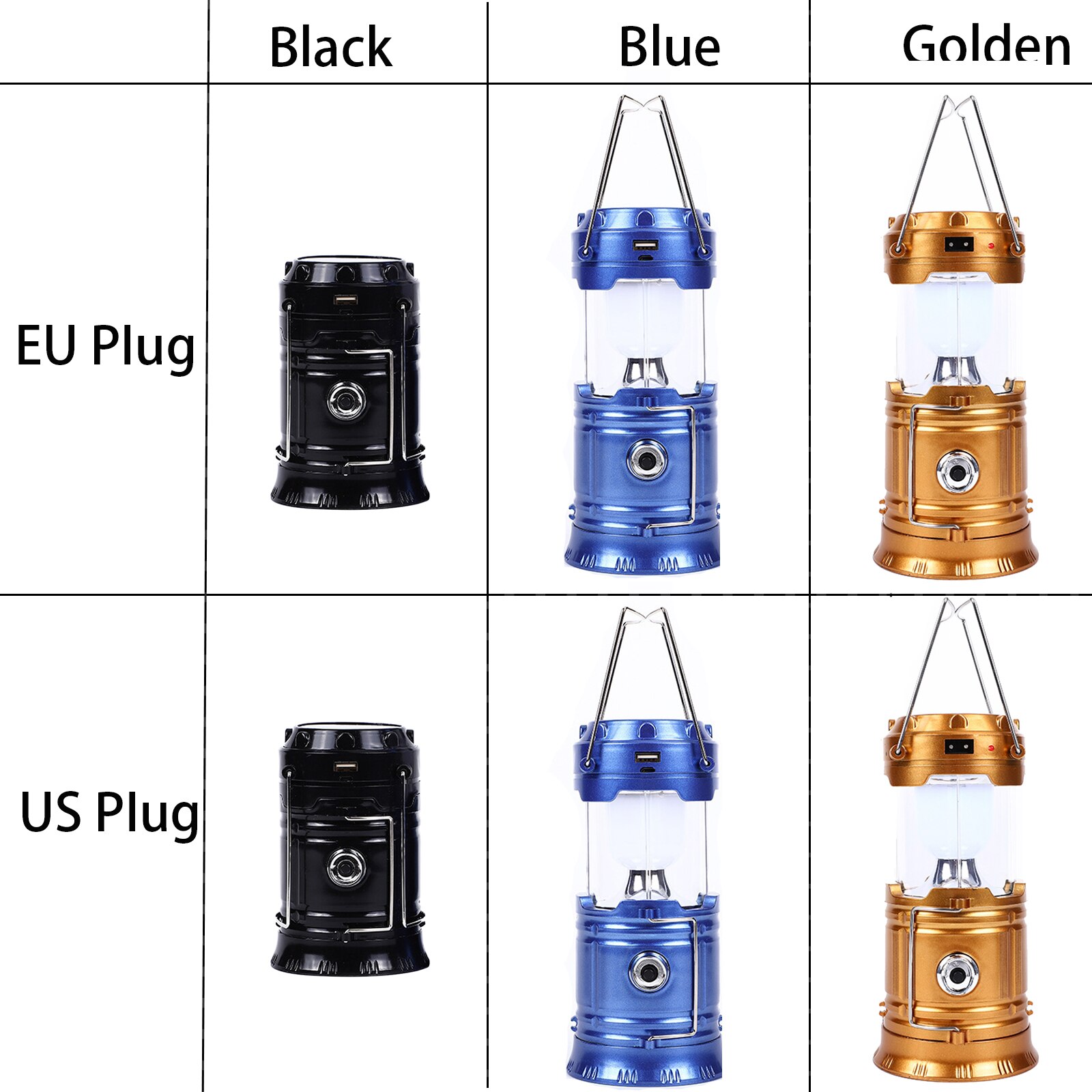 Linterna para carpa recargable por USB, luz LED plegable para exteriores, lámpara de iluminación retráctil