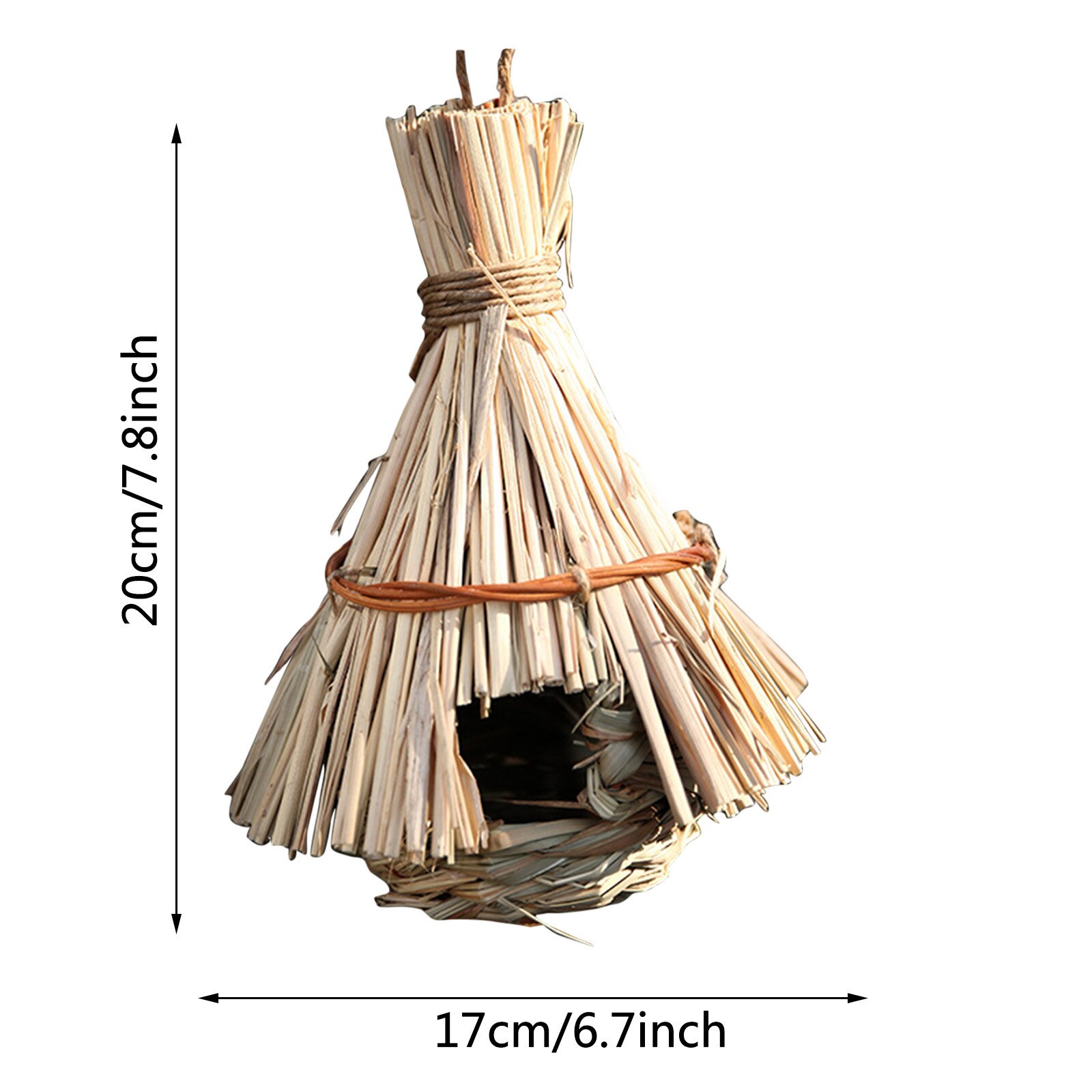Birds Nest Bird Cage Natural Grass Cage Bird House Outdoor Decorative Weaved Hanging Parrot Nest Houses Pet Bedroom For Garden: C