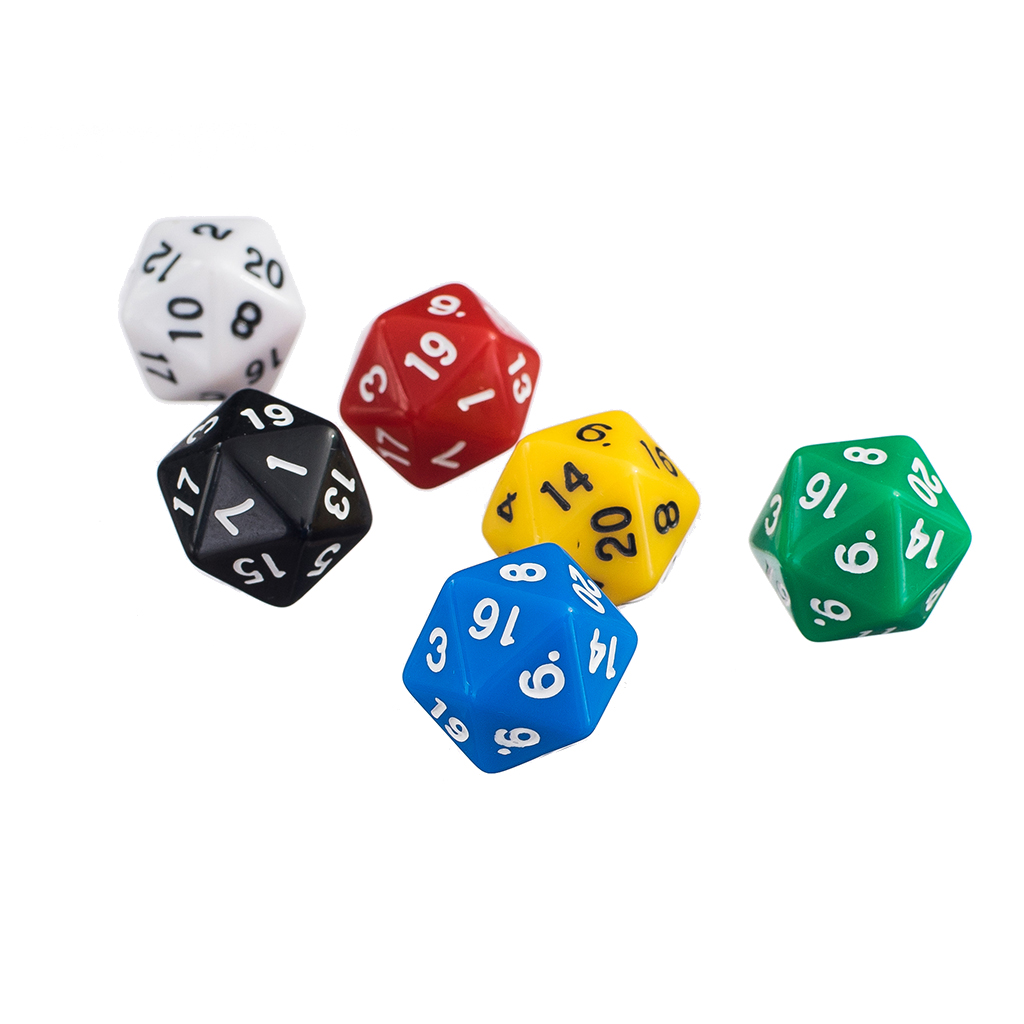 6 teile/satz 20 einseitig Acryl Würfel RPG TRPG MTG D20 Würfel Würfel für Rollen Spiele D & D DND- Mehrfarbig