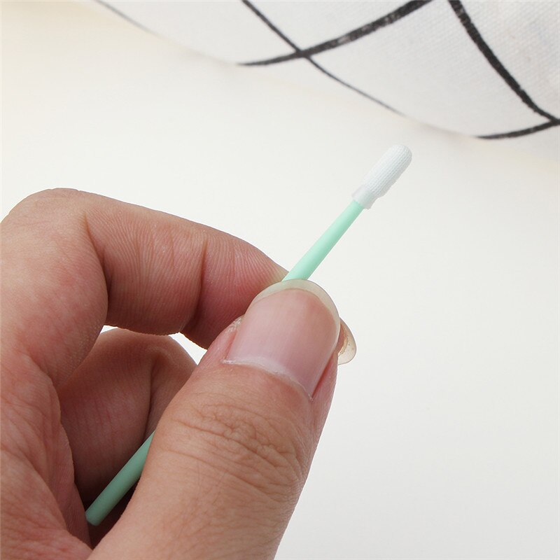 100Pcs Polyester Wattenstaafje Sticks Microfiber Cleaning Hoofd Wattenstaafje Solvent Printer Optische Apparatuur Schoonmaken Tool