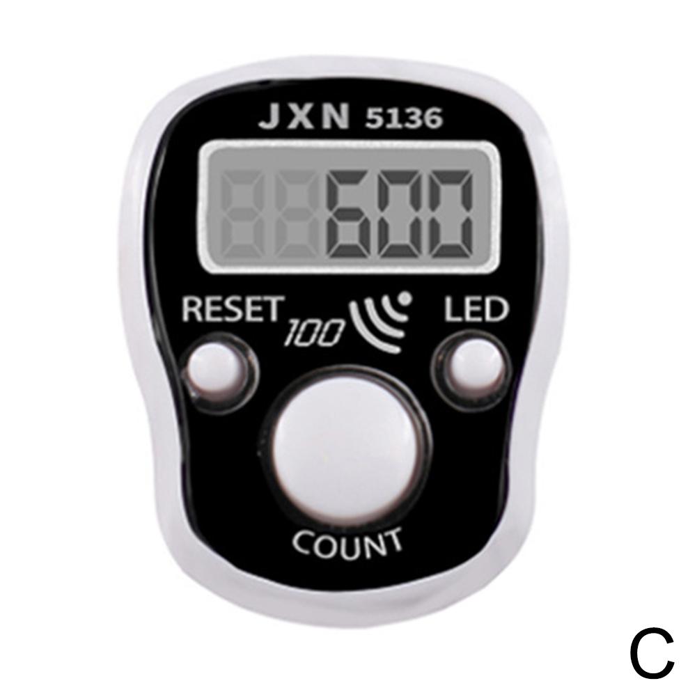 1 Stuks Elektronische Lichtgevende Digitale Vinger Tally Teller Hand Gehouden Breien Rij Teller Clicker Mini Lcd Punt Marker Teller: YELLOW
