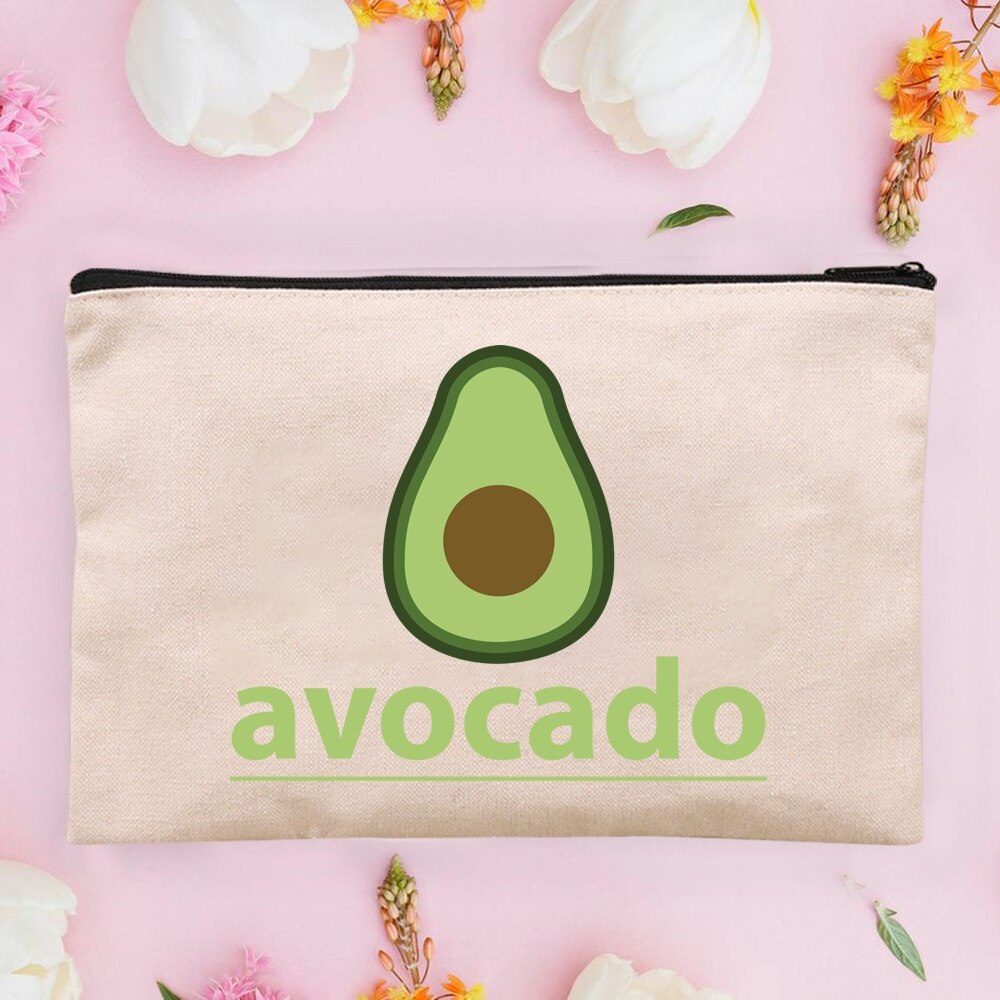 Women&#39;s Cosmetic Cases Avocado Pattern Lipstick Bag Zipper Cover Beautician Toiletry Makeup Pouch Coin Purse Pencil Case: 4Avocado012