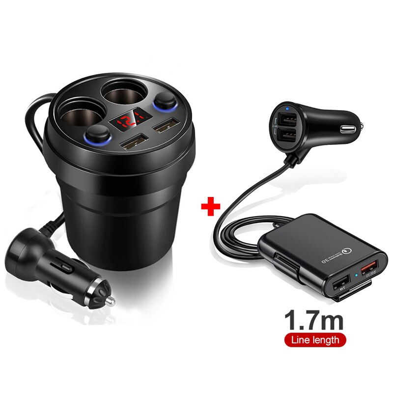 Auto-oplader mobiele telefoon auto charger3.1A dual USB een voor vier sigarettenaansteker cup auto oplader voor iphone x xiaomi samsung s10