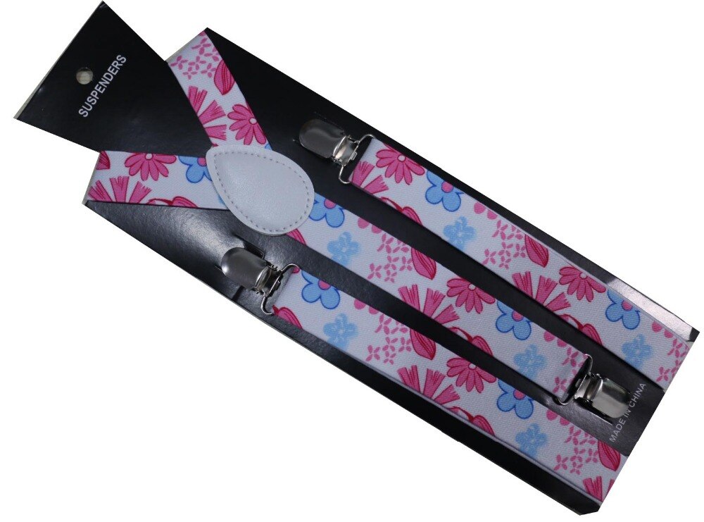 Fashionable 1 Inch Wide Adult Adjustable Clip On Floral Suspenders Flower Braces For Womens Ladies