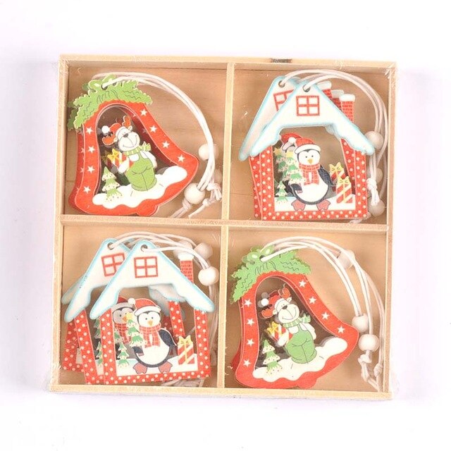 12 stück weihnachtsmann-engel-Stern-holzbastelarbeiten weihnachtsbaum-hängeornamente holzanhänger diy weihnachtsfeier heimdekoration  c2729: 9