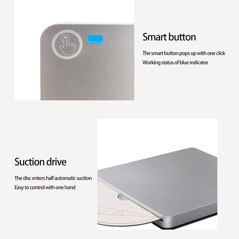 CD/DVD Burner Dual-Port Slot-Loading USB3.0/Type-C External Mobile Optical Drive