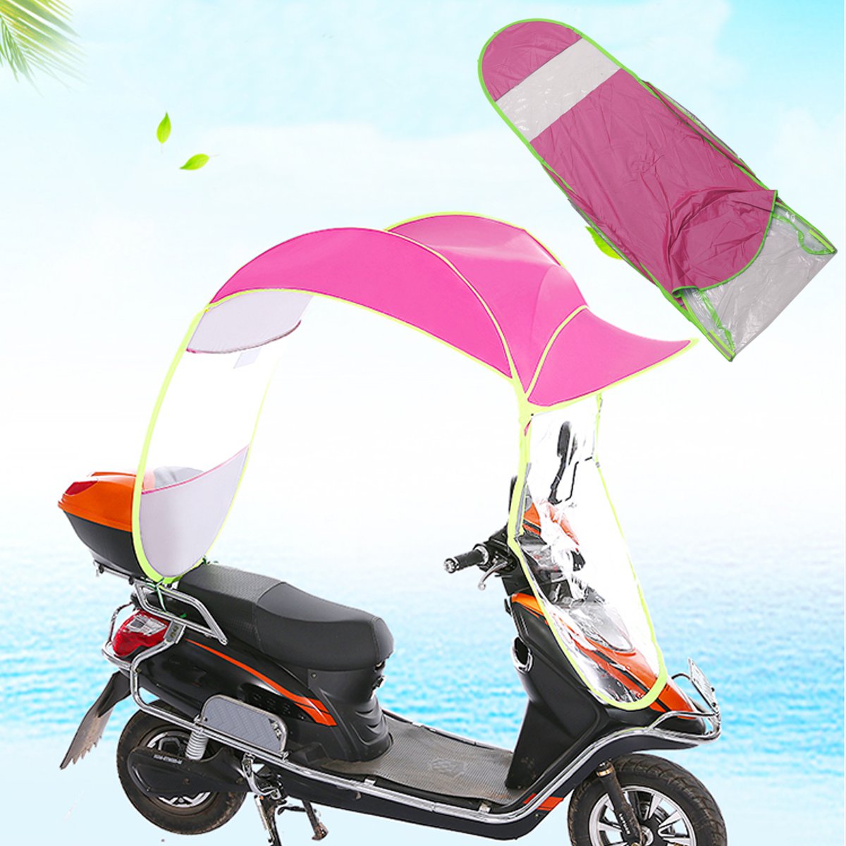 2.8*0.8*0.7M Motor Scooter Regenhoes Motorfiets Elektrische Zonnescherm Voertuig Paraplu Regenjas Poncho Cover Onderdak