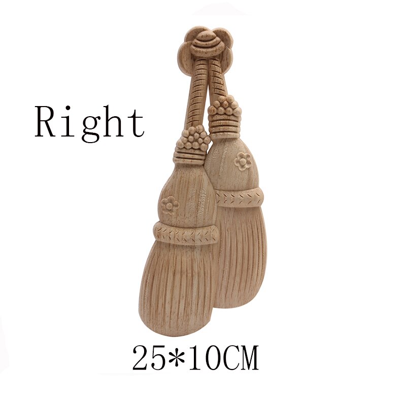 Applique for Home Furniture Unpainted Wood Oak Carved Wave Flower Onlay Corner Decor Wood Carved Long Applique Rubber Wood: C166-4-4