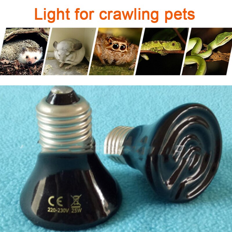 25W 50W 75W 100W E27 Reptile Huisdier Verwarming Lamp Zwart Infrarood Keramische Emitter Warmte Gloeilamp huisdier Broedmachine Reptiel Lamp 220-230V
